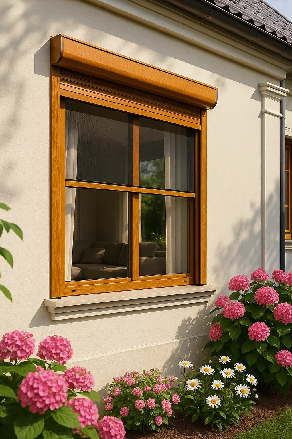 Rolety zewnętrzne standardowe z moskitierą — przykład 3